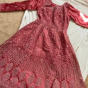 New pink heavy embellished Pakistani gown